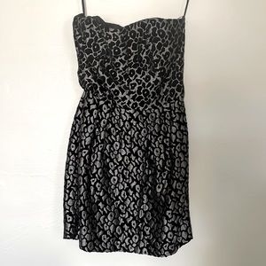 Rachel Roy Dual Print Black & Slate Cocktail Dress